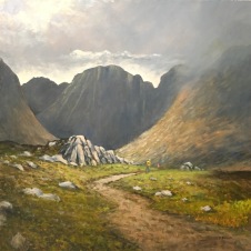 'Into the Poisoned Glen'. 36 x 36" Oil on box canvas with painted edge.